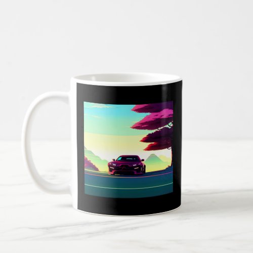 Synthwave car outrun retrowave futuresynth sci fi  coffee mug