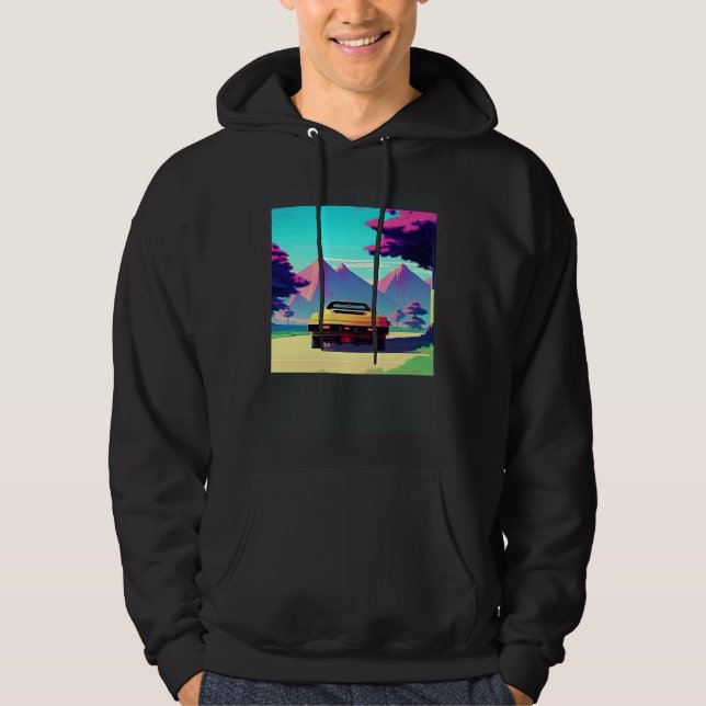 Synthwave car outrun retrowave futuresynth sci fi  hoodie (Front)