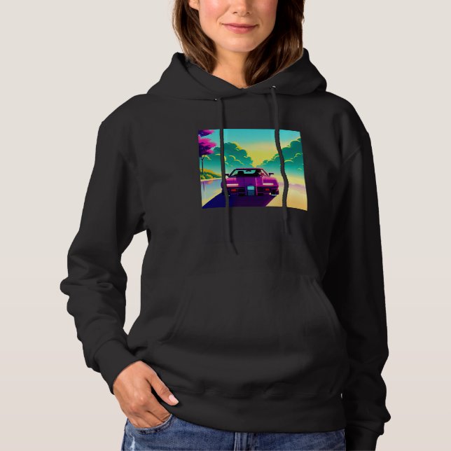 Synthwave car outrun retrowave futuresynth sci fi  hoodie (Front)