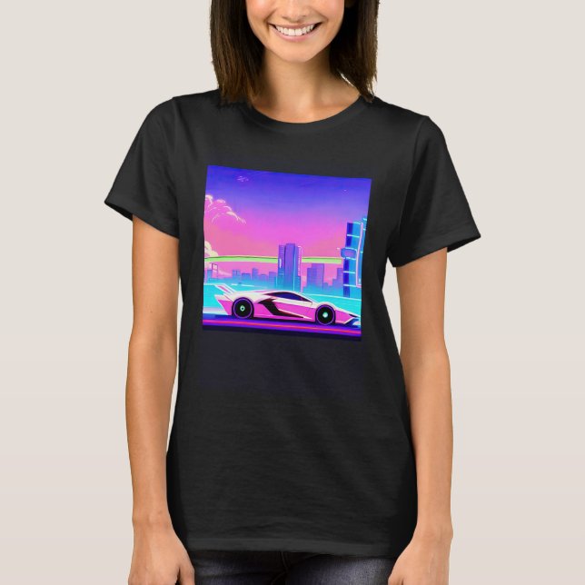 Synthwave car outrun retrowave futuresynth sci fi  T-Shirt (Front)