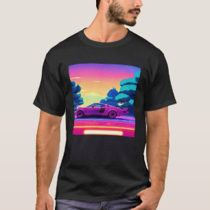 Synthwave car outrun retrowave futuresynth sci fi  T-Shirt