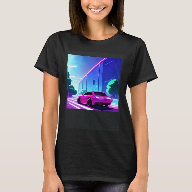 Synthwave car outrun retrowave futuresynth sci fi  T-Shirt (Front)