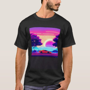 Synthwave car outrun retrowave futuresynth sci fi  T-Shirt