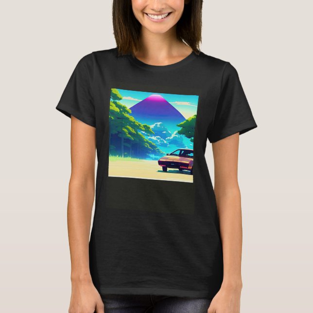 Synthwave car outrun retrowave futuresynth sci fi  T-Shirt (Front)