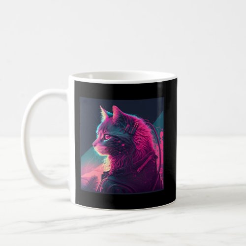 Synthwave Cat Vaporwave Cat With Sunglasses For Ca Coffee Mug