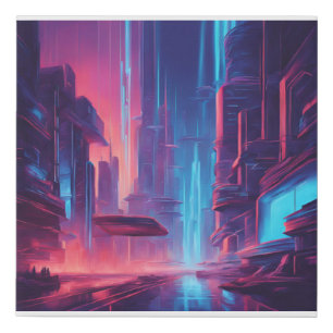 Synthwave City 1 Faux Canvas Print