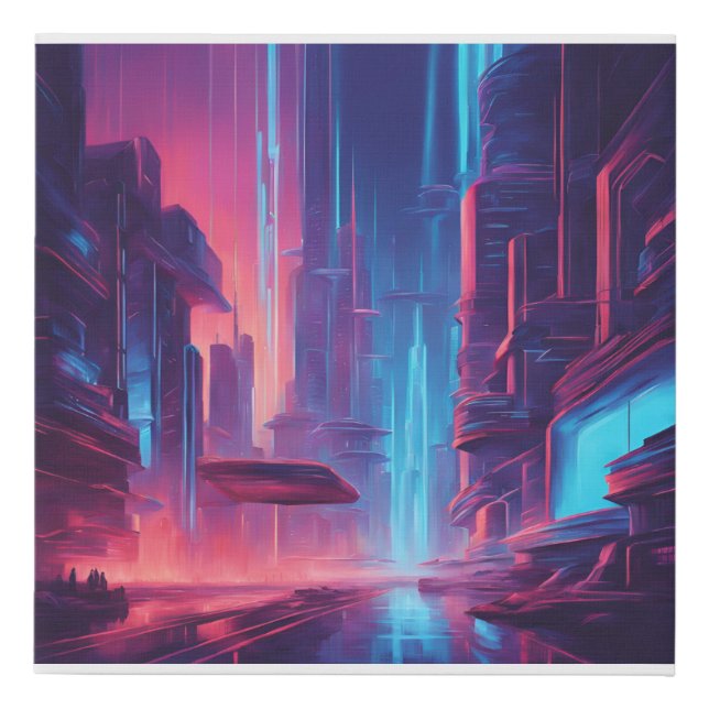 Synthwave City 1 Faux Canvas Print (Front)