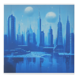 Synthwave City 3 Faux Canvas Print