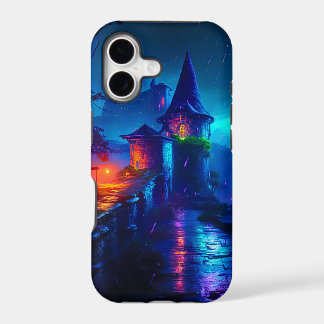 Synthwave Cyberpunk Castle Neon Fantasy Landscape iPhone 17 Case