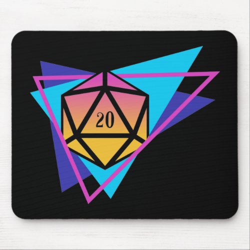 Synthwave D20 Dice Steampunk Tabletop RPG Mouse Pad