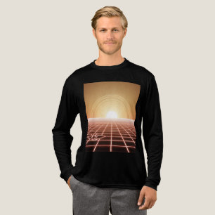 Synthwave Desert Sunset – Neon Fox Horizon Tri-Blend Shirt