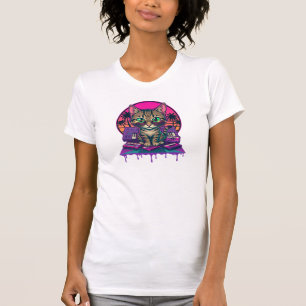 Synthwave DJ Cat T-Shirt