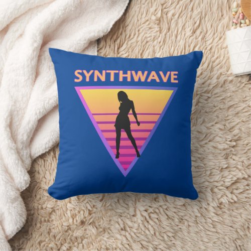 Synthwave Girl Throw Pillow