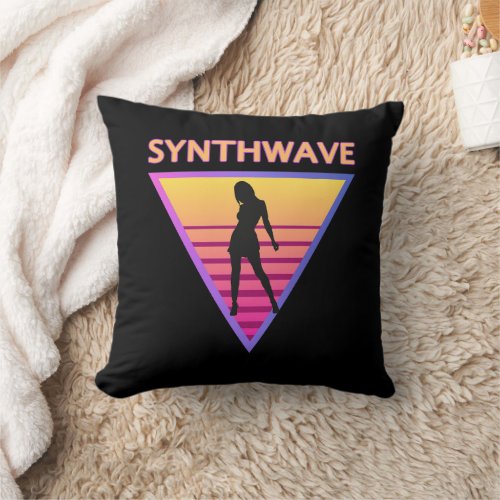 Synthwave Girl Throw Pillow