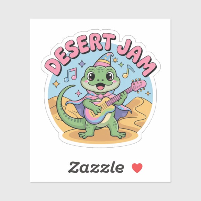 Synthwave Lizard Keytar Retro 80s Desert Sticker (Sheet)