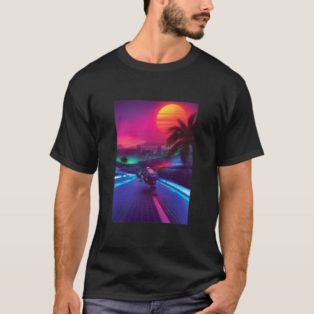 Synthwave Midnight Outrun Impression Artistique T- T-Shirt (Front)