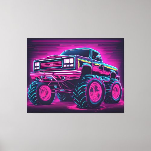 Synthwave Monster Truck Canvas Print