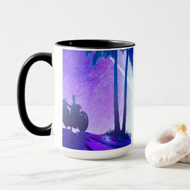 Synthwave Motorcycle Mug (With Donut)