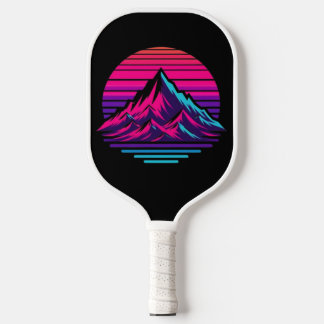 Synthwave Mountain Pickleball Paddle – Retro Sunse