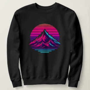 Synthwave Mountain Sweatshirt – Retro Sunset Stree