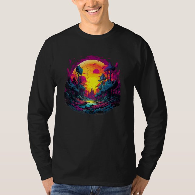 Synthwave Music Festival Forest T-Shirt (Front)