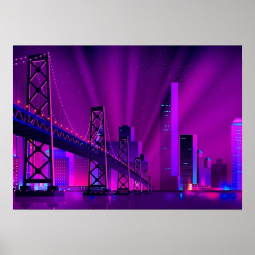 Synthwave Neon City San Francisco Poster