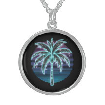 Synthwave neon palm tree