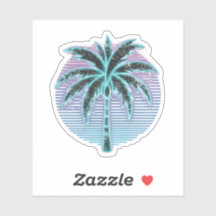 Synthwave neon palm tree