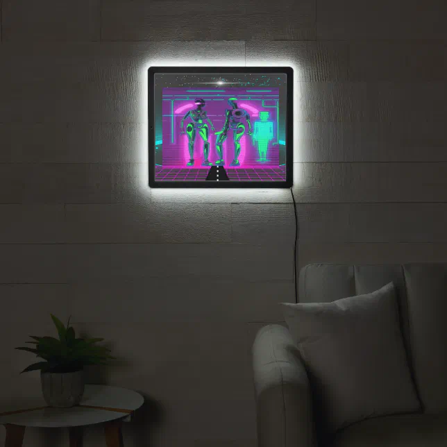 Synthwave Neon Robotic Graphic LED Sign | Zazzle