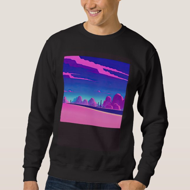 Synthwave outrun retrowave futuresynth sci fi  20 sweatshirt (Front)