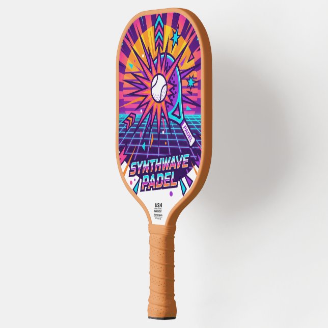Synthwave Padel Retro Vector Illustration Pickleball Paddle (Left)
