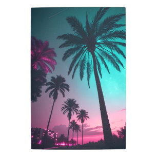 Synthwave Palm Trees Poster Print - Vaporwave Aest