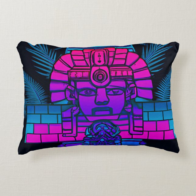 Synthwave Pharaoh Accent Pillow (Front)