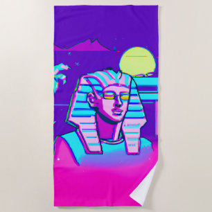 Synthwave Pharaoh Beach Towel
