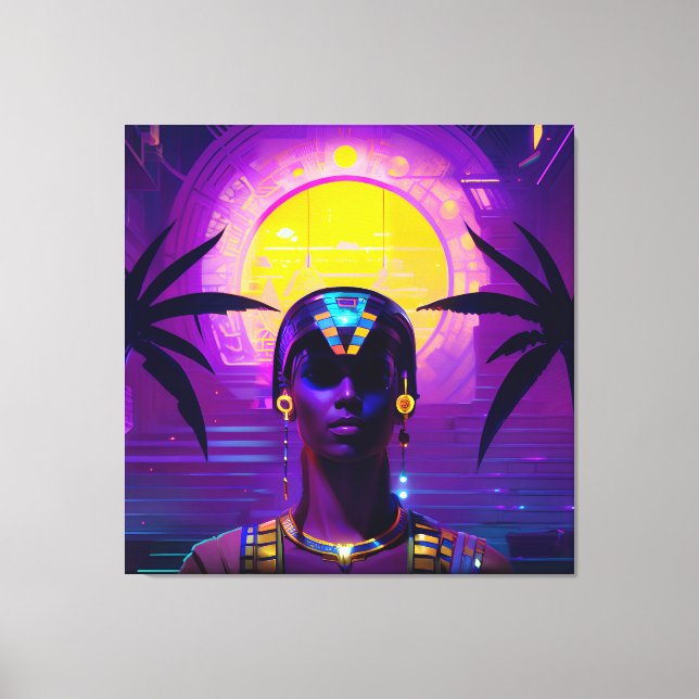 Synthwave Pharaoh Canvas Print (Front)