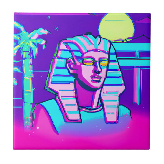 Synthwave Pharaoh Ceramic Tile (Front)