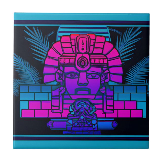 Synthwave Pharaoh Ceramic Tile (Front)