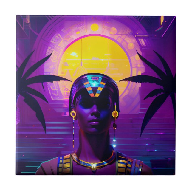 Synthwave Pharaoh Ceramic Tile (Front)