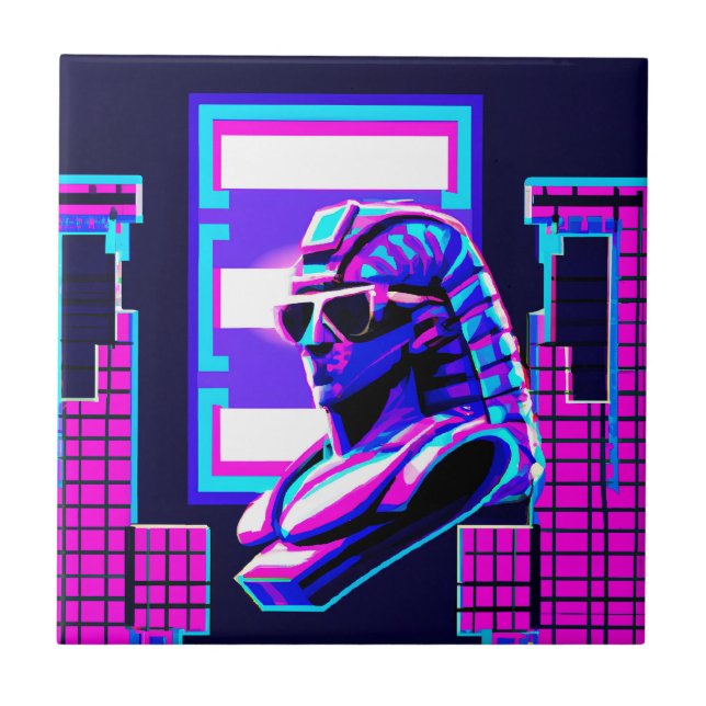 Synthwave Pharaoh Ceramic Tile (Front)