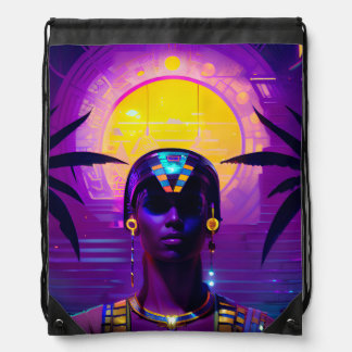 Synthwave Pharaoh Drawstring Bag