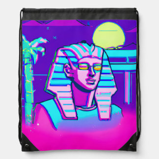 Synthwave Pharaoh Drawstring Bag