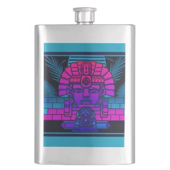 Synthwave Pharaoh Flask by spiritswitchboard at Zazzle