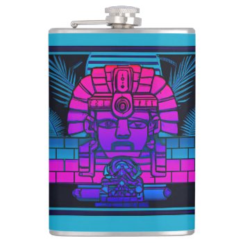 Synthwave Pharaoh Flask by spiritswitchboard at Zazzle