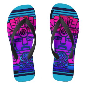 Synthwave Pharaoh Flip Flops by spiritswitchboard at Zazzle