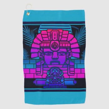 Synthwave Pharaoh Golf Towel by spiritswitchboard at Zazzle