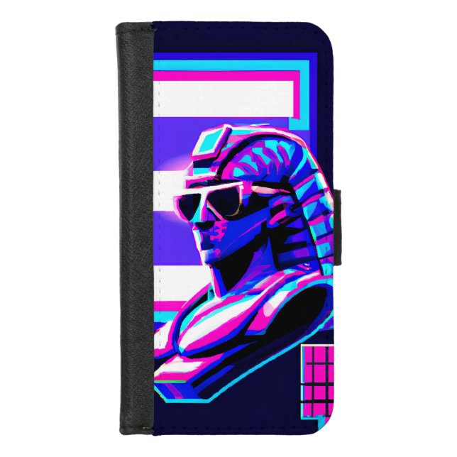 Synthwave Pharaoh iPhone Wallet Case (Front)