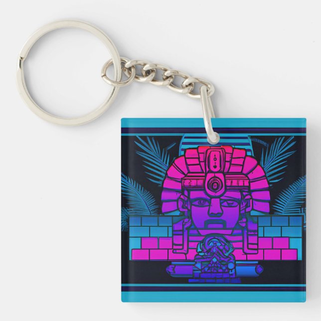 Synthwave Pharaoh Keychain (Front)