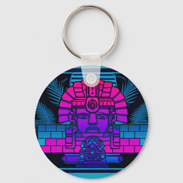 Synthwave Pharaoh Keychain (Front)