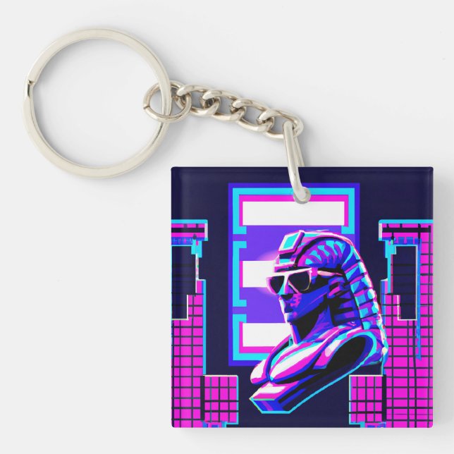 Synthwave Pharaoh Keychain (Front)