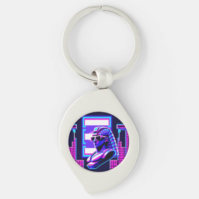 Synthwave Pharaoh Keychain (Front)